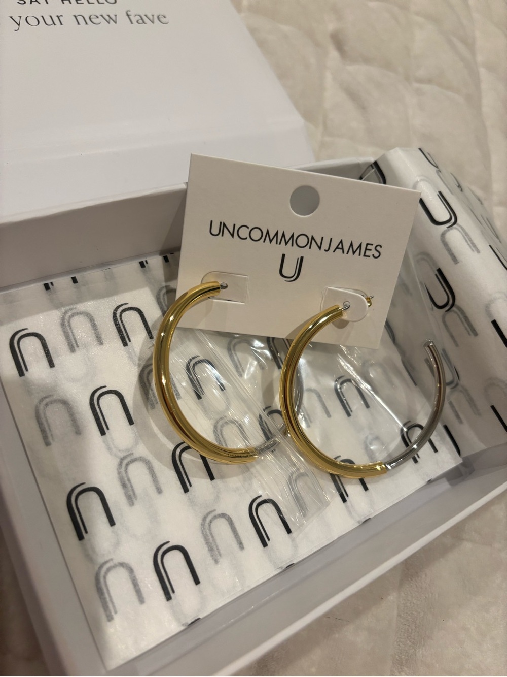 Uncommon James Two-Tone Hoop Earrings Gold Silver NWT Boxed